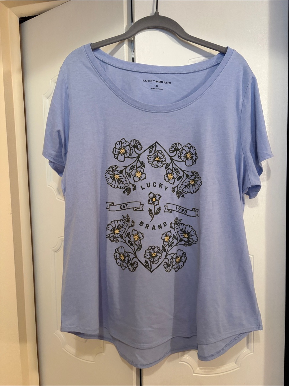 Lucky Brand Lavender Floral Graphic Short-Sleeve Tee